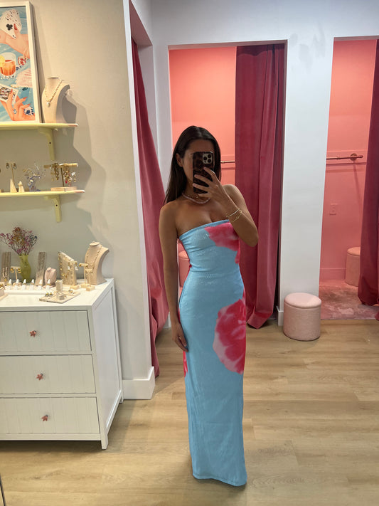 Gabriela Blue Sequin Maxi Dress
