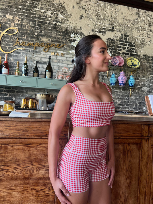 Lainey Red Gingham Shorts