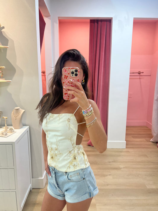 Celeste Sequin Open back Top