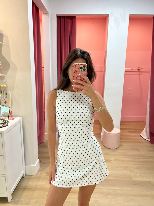 Betty PolkaDot Boat Neck Dress