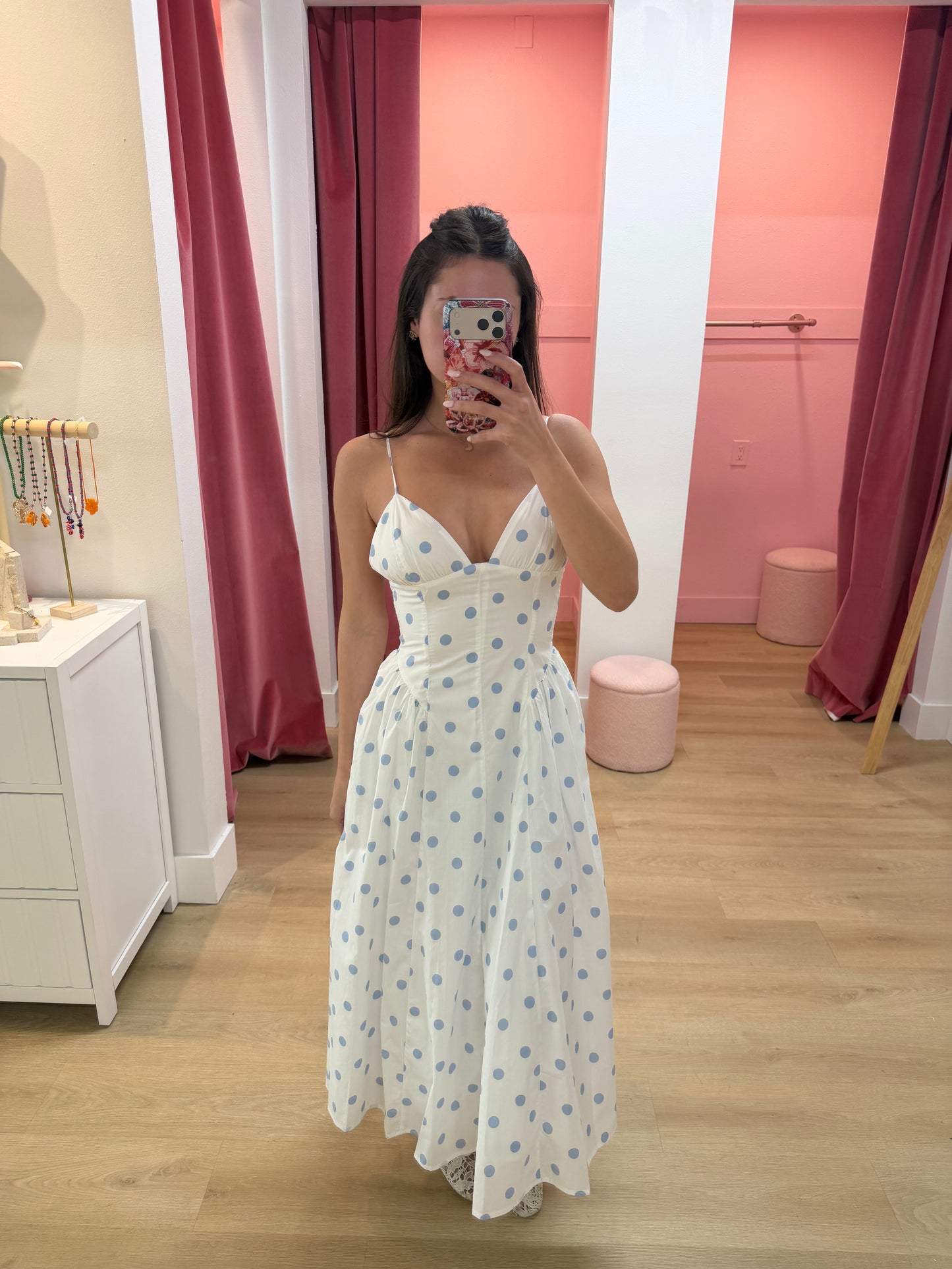 sydney dress - blue polka dot