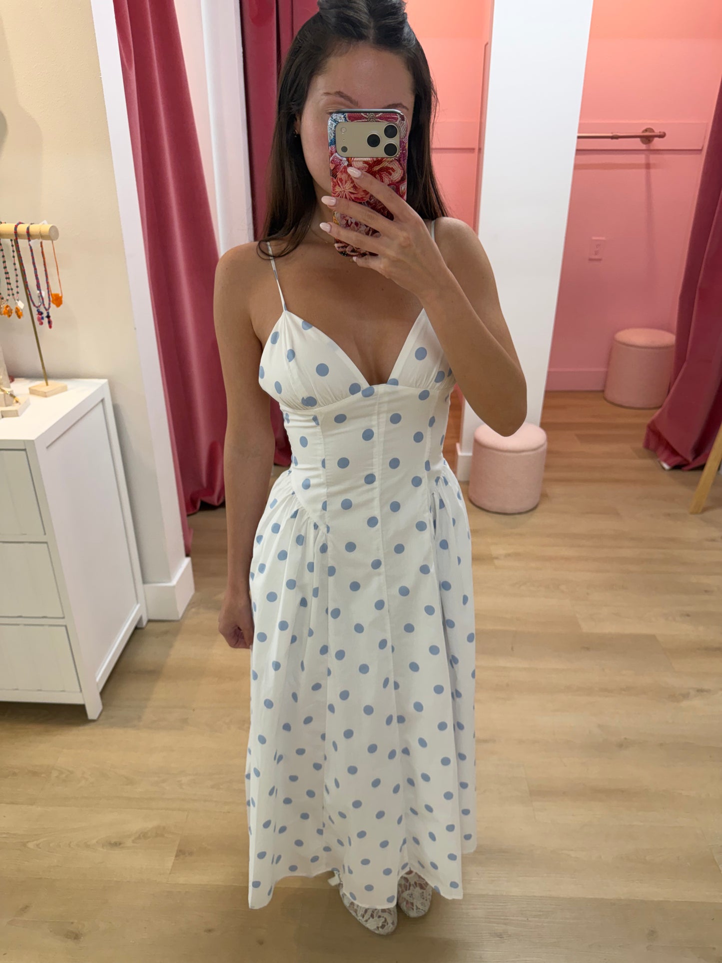 sydney dress - blue polka dot