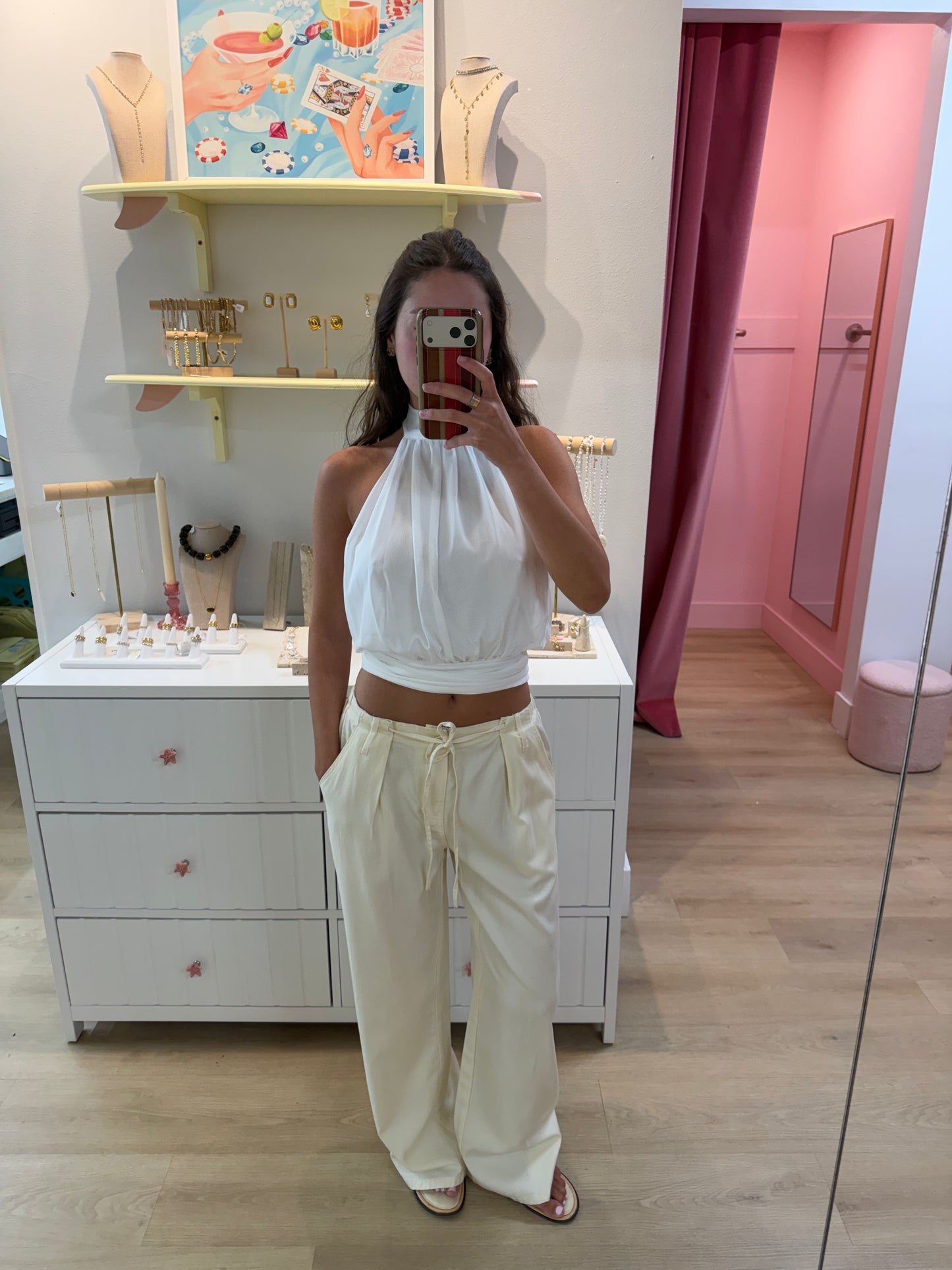 Daisy Halter Top - White