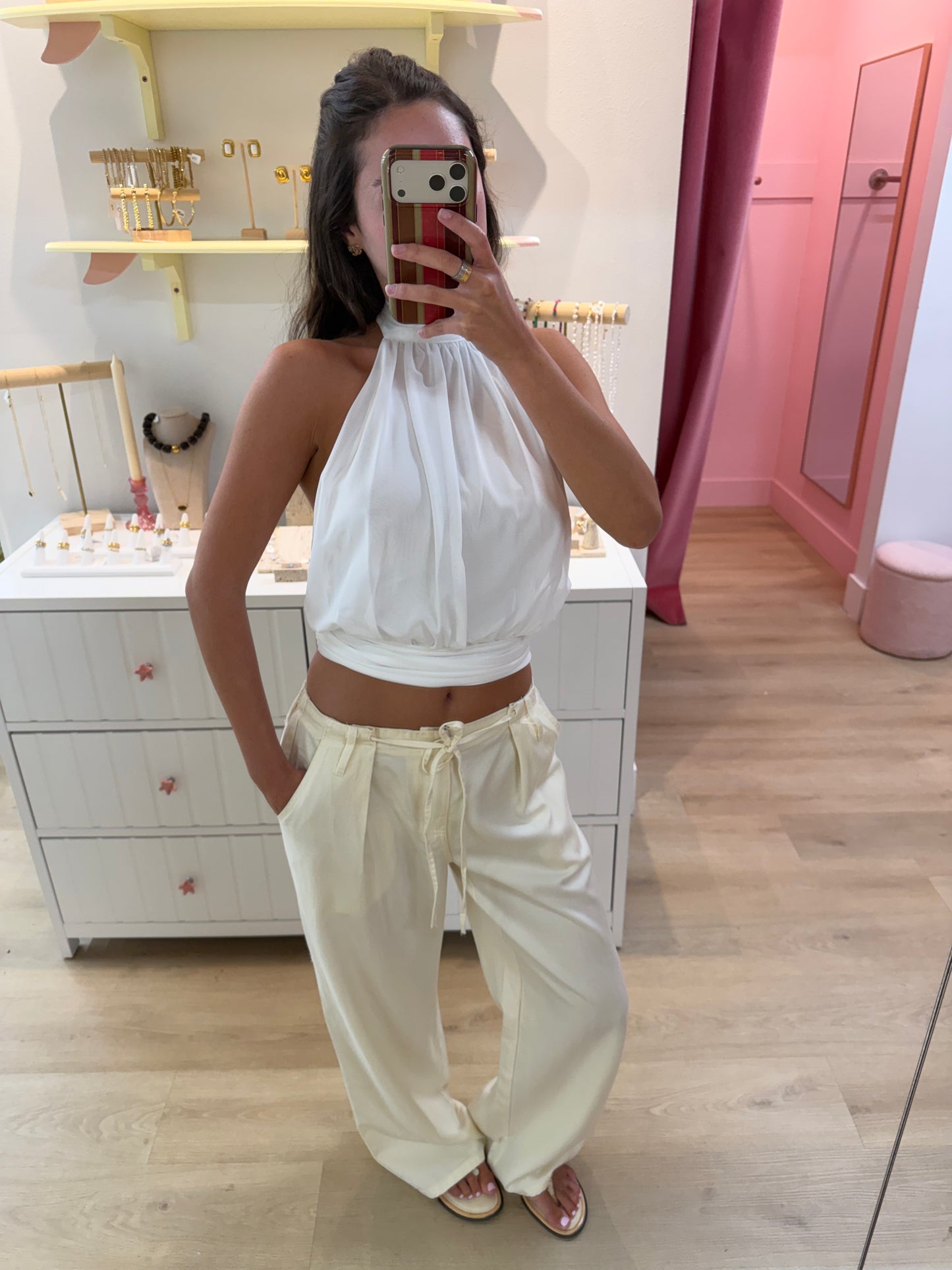 Lucinda Low-Rise Pleated Pants