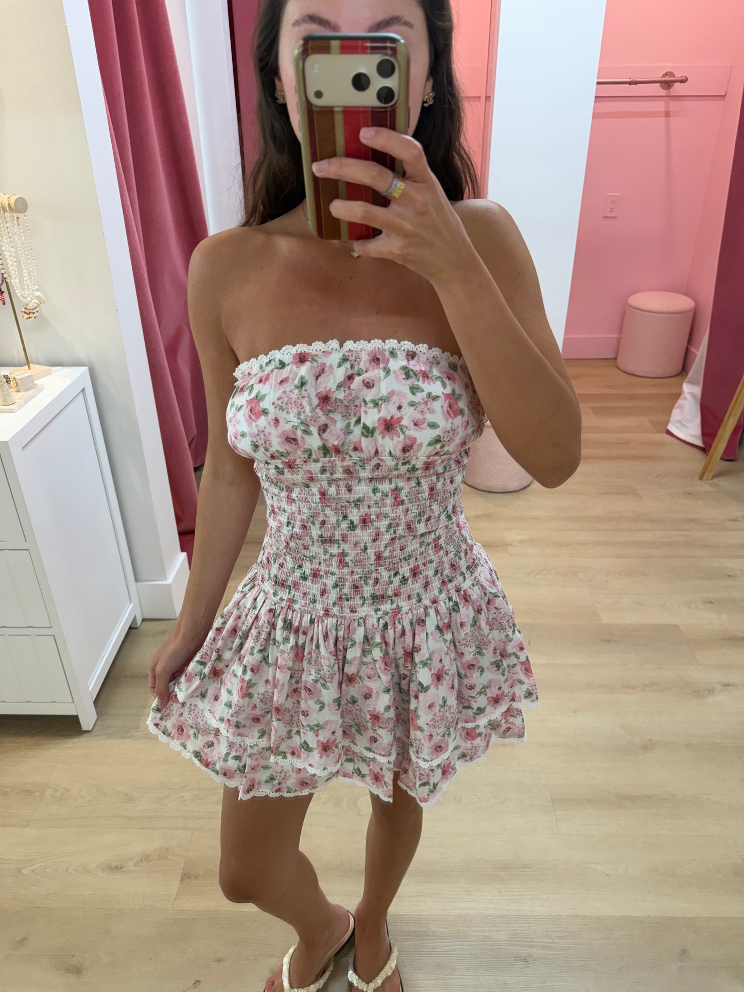 Clara Smocked Floral Tube Mini Dress