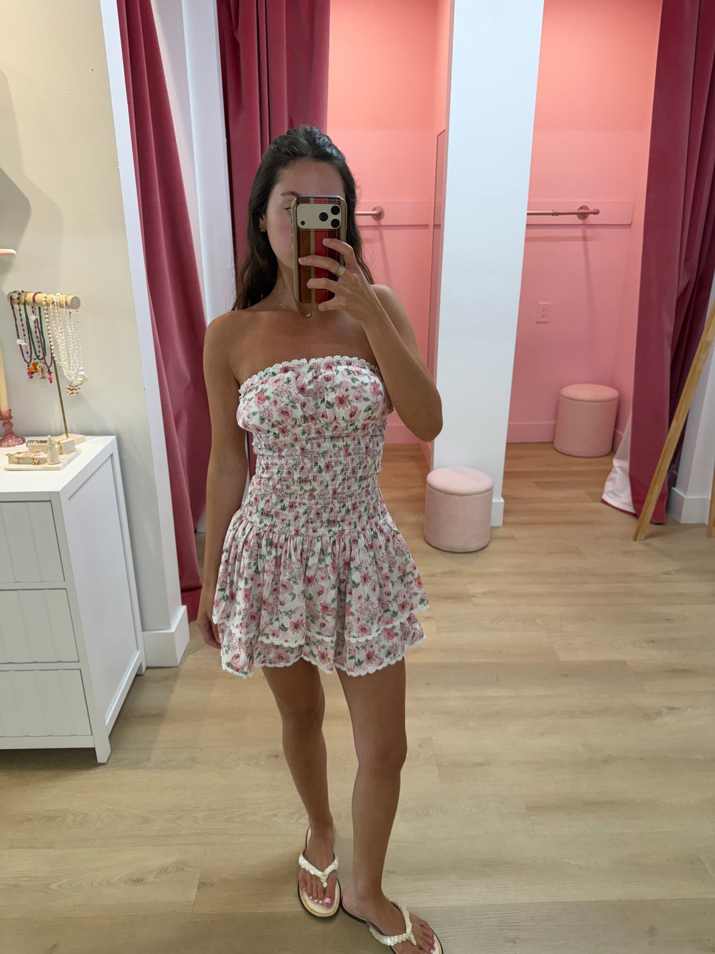 Clara Smocked Floral Tube Mini Dress