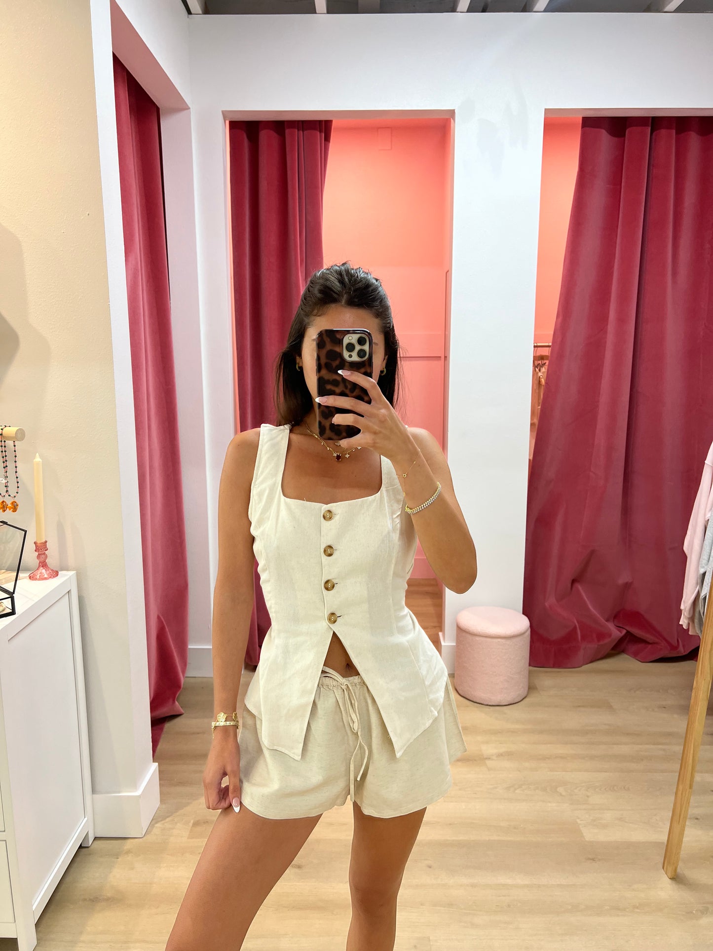 Reagan Linen Cropped Vest