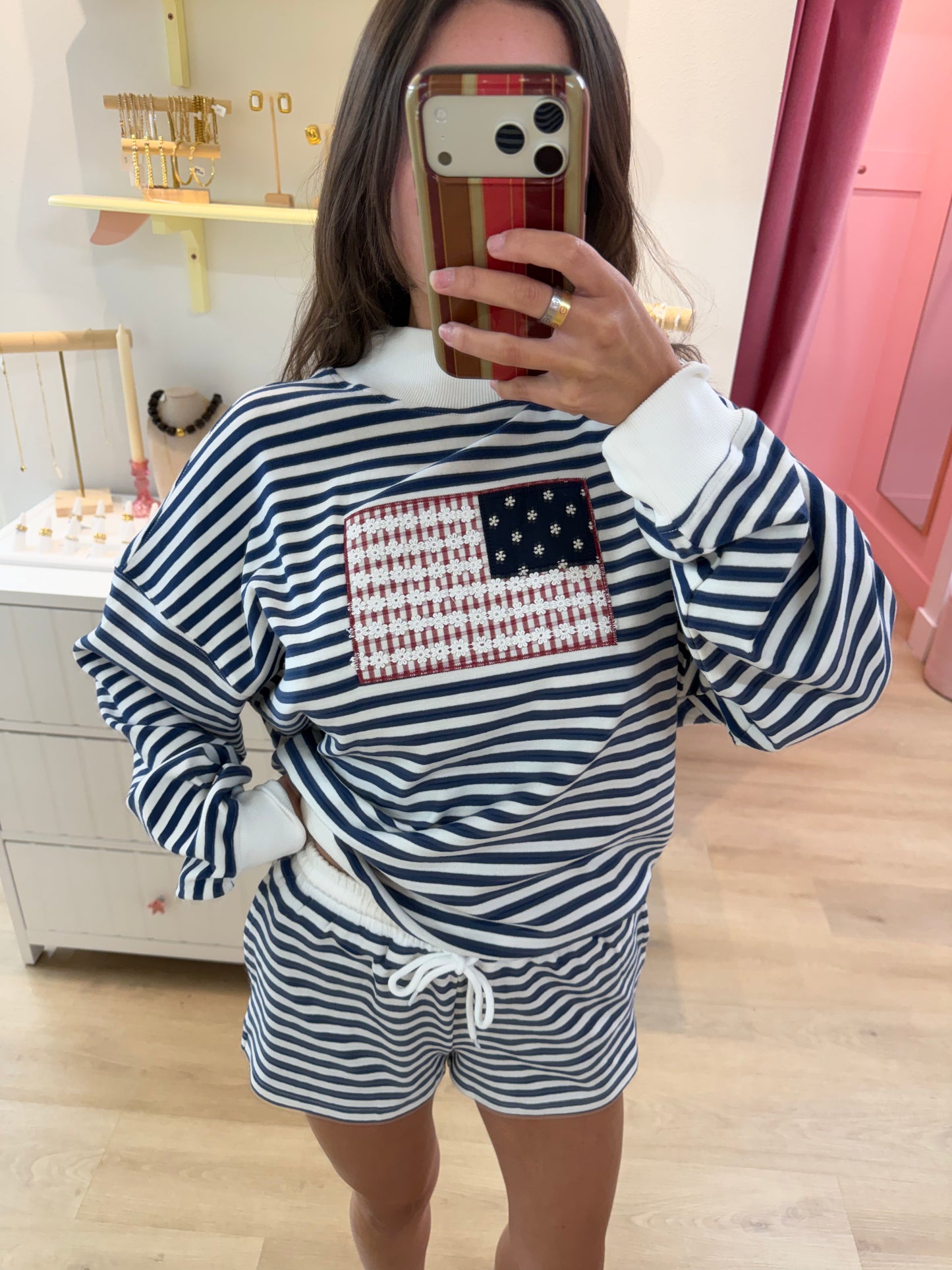 Americana Mock Neck Sweatshirts "USA"