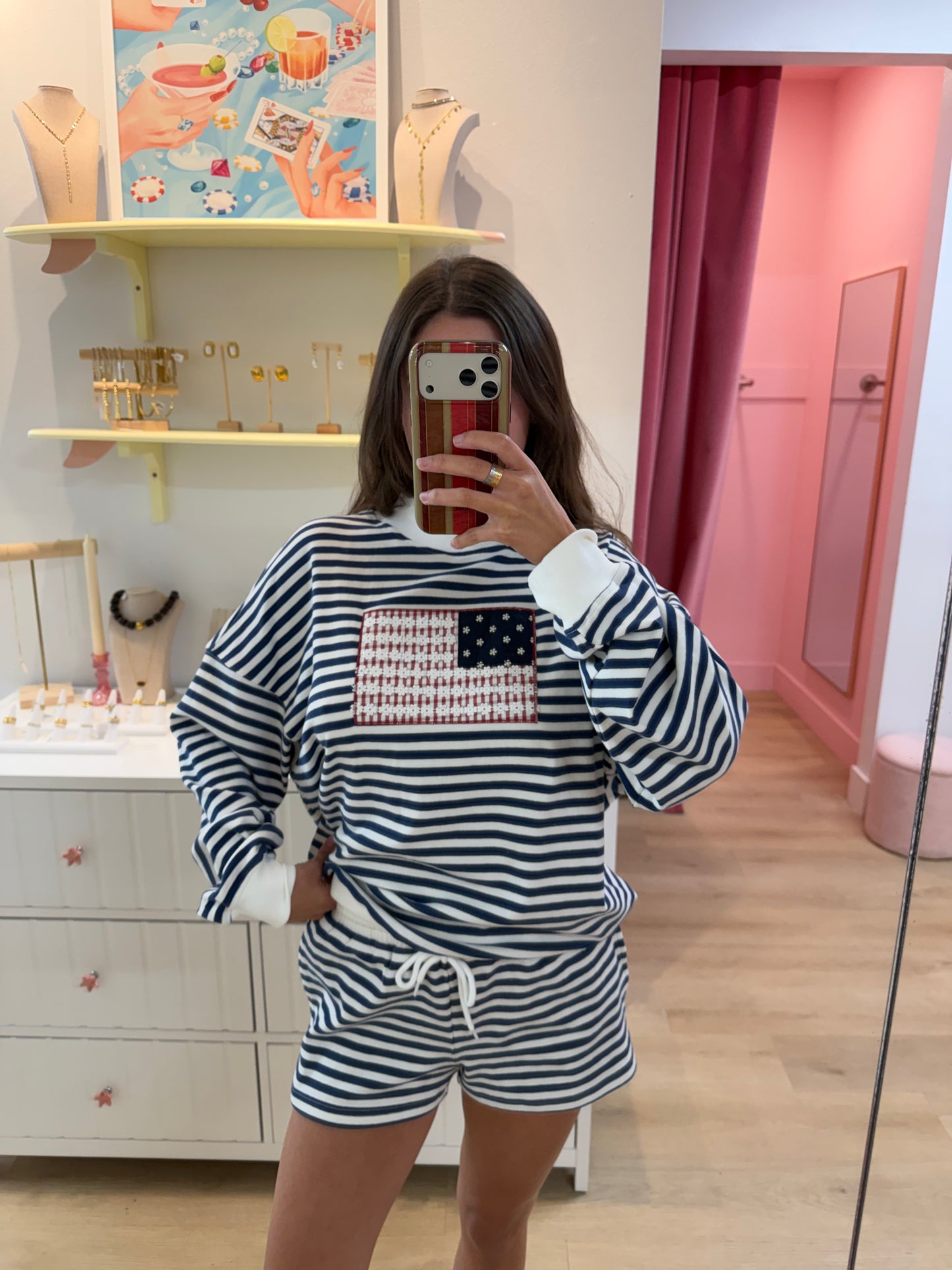 Americana Mock Neck Sweatshirts "USA"