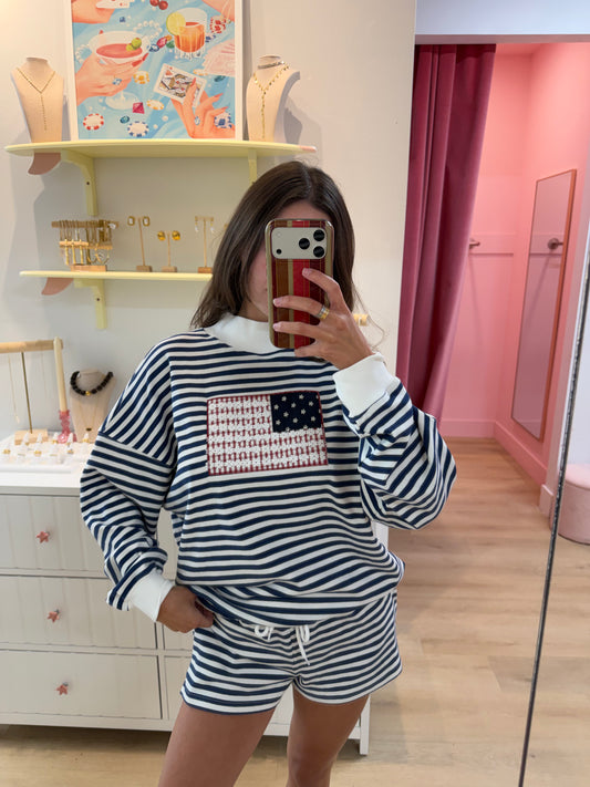 Americana Mock Neck Sweatshirts "USA"