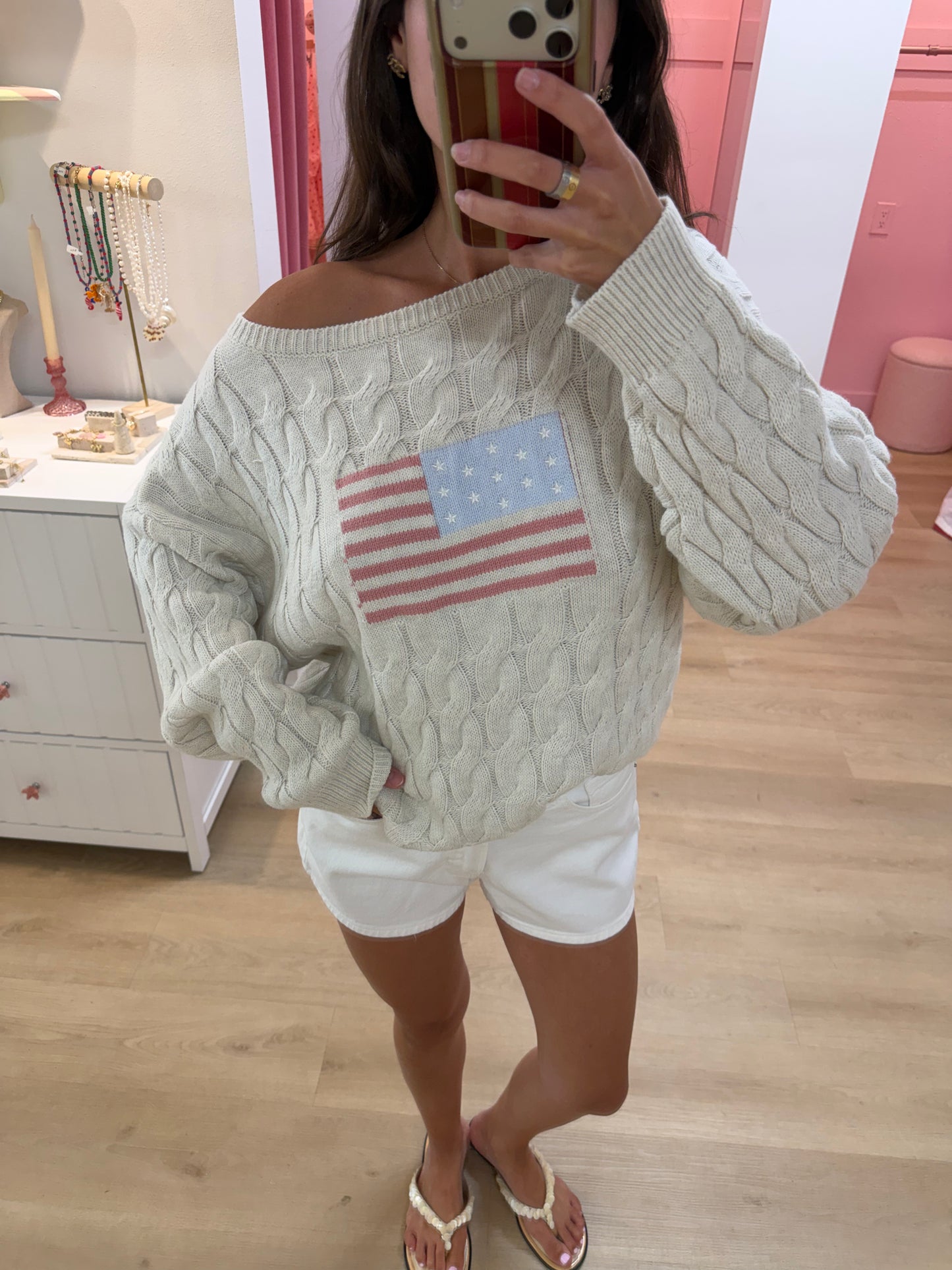 Americana Cable Knit Sweater