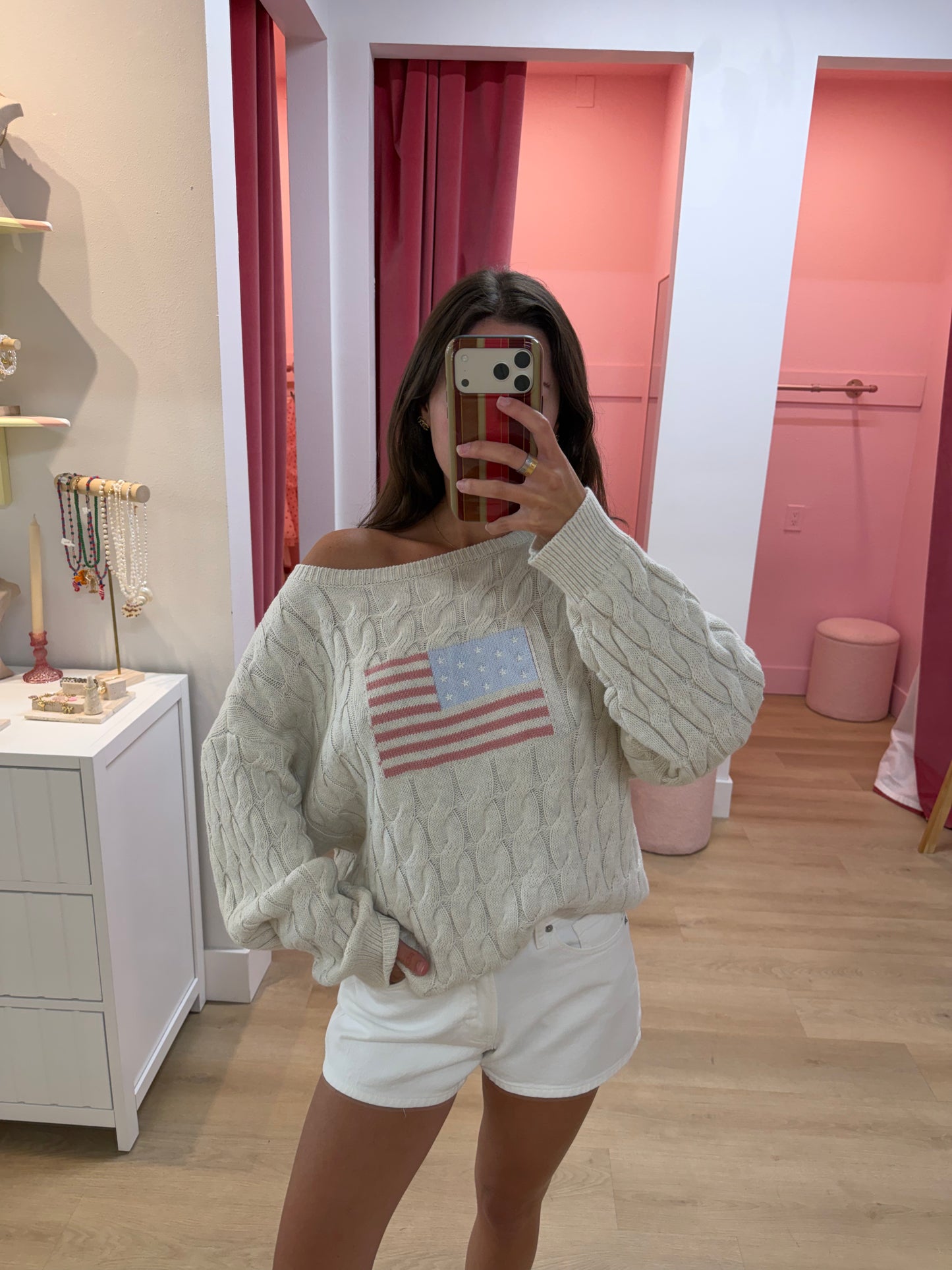 Americana Cable Knit Sweater