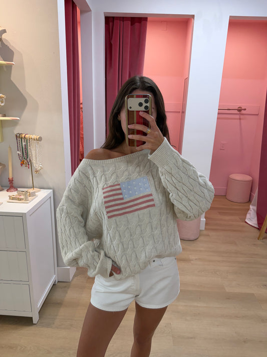 Americana Cable Knit Sweater
