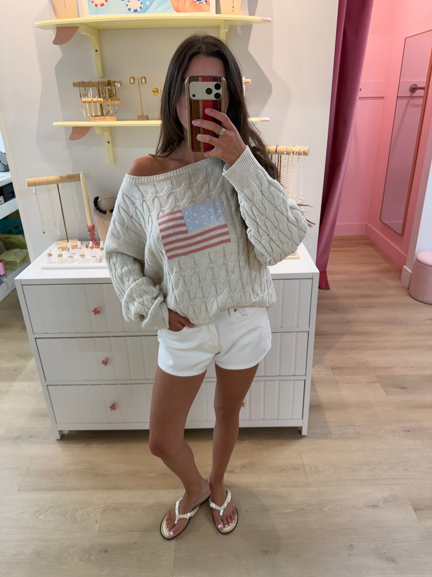 Americana Cable Knit Sweater
