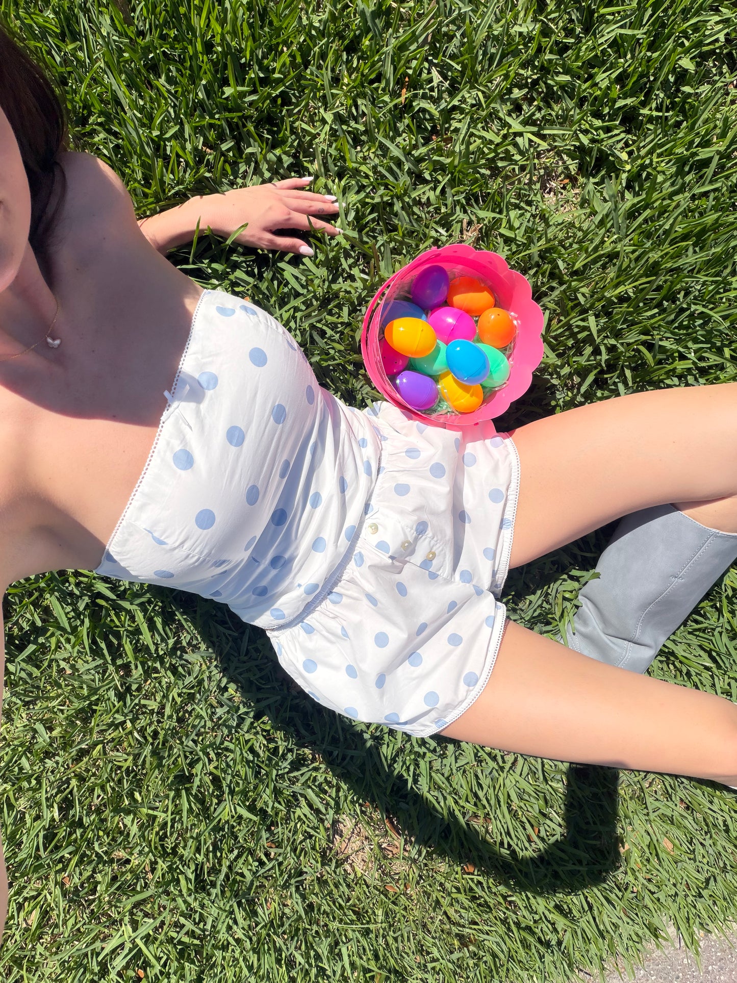 amaya short - blue polka dot