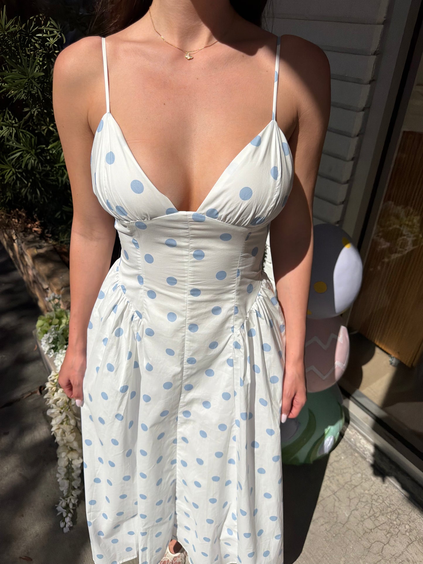 sydney dress - blue polka dot