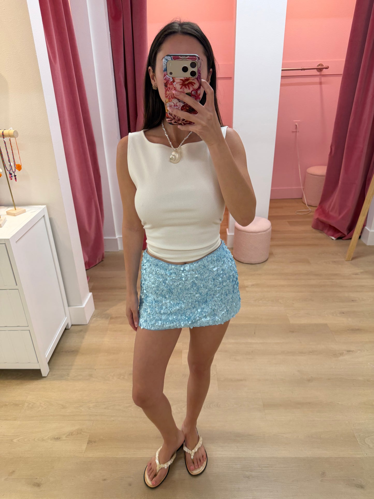 Aquamarine Sequins Mini Skort - blue