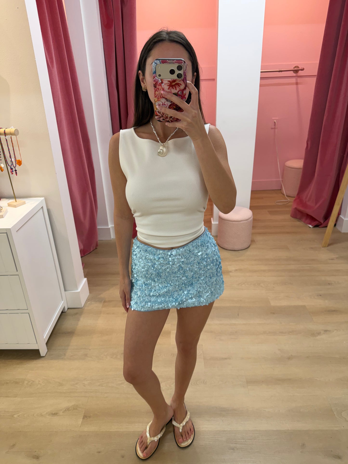 Aquamarine Sequins Mini Skort - blue