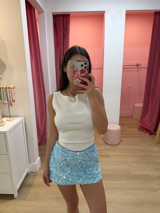 Aquamarine Sequins Mini Skort - blue