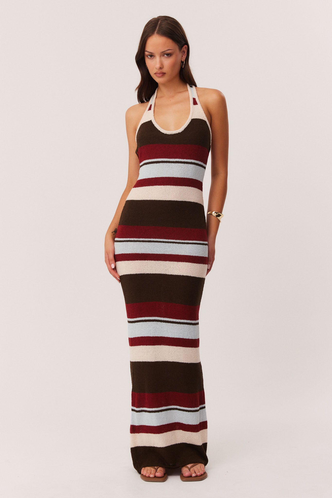 Effie Halter Maxi Dress - Multi Stripe