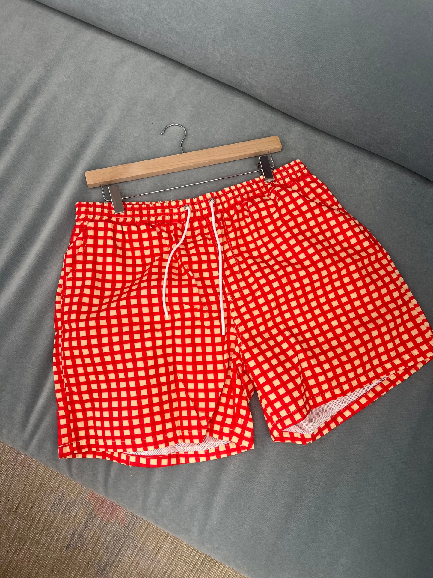 Red Gingham Swim Shorts