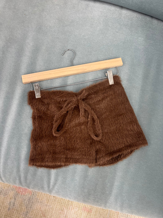Fuzzy Shorts in Brown