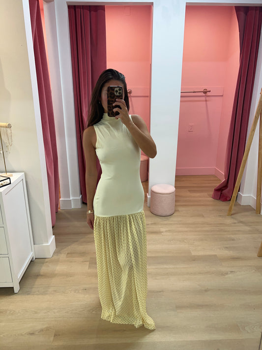 Ria Maxi Dress with Sheer - Yellow