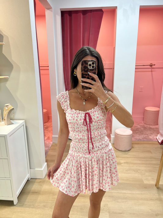 Aaliyah Ditsy Floral Smocked Mini Dress