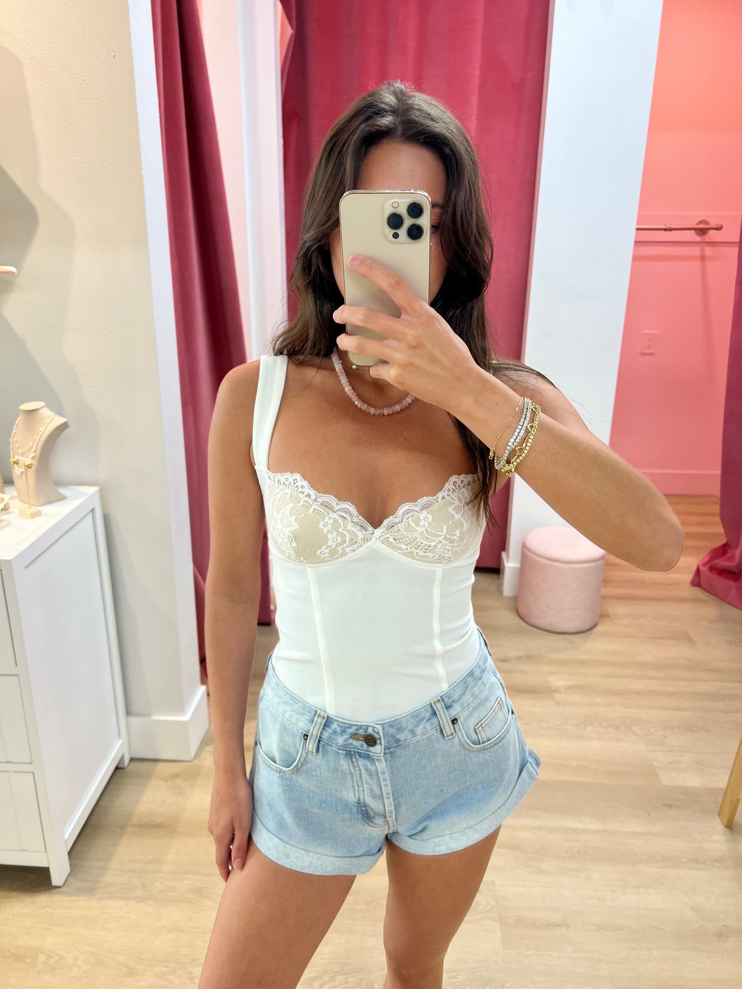 Kinsley Lace Bust Top in White