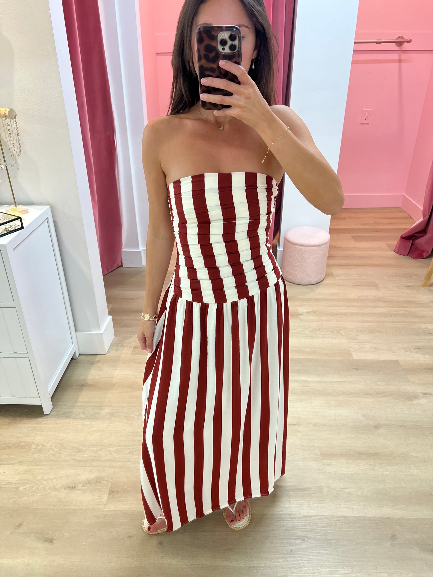 Julia Stripe Strapless Midi Dress