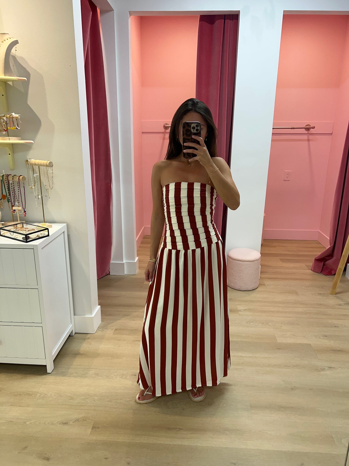 Julia Stripe Strapless Midi Dress