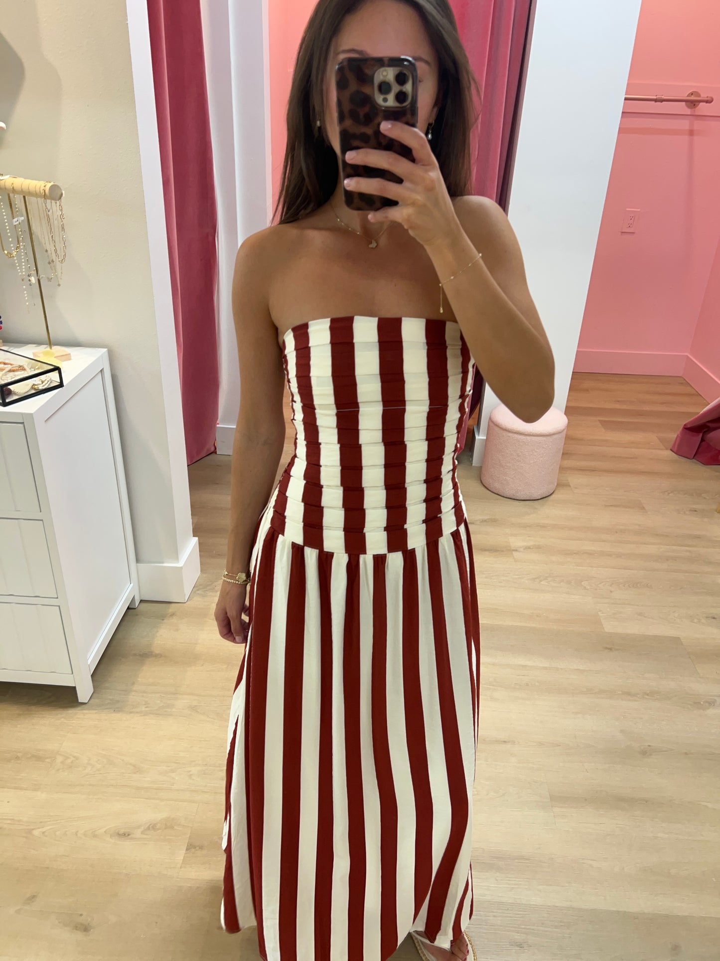 Julia Stripe Strapless Midi Dress