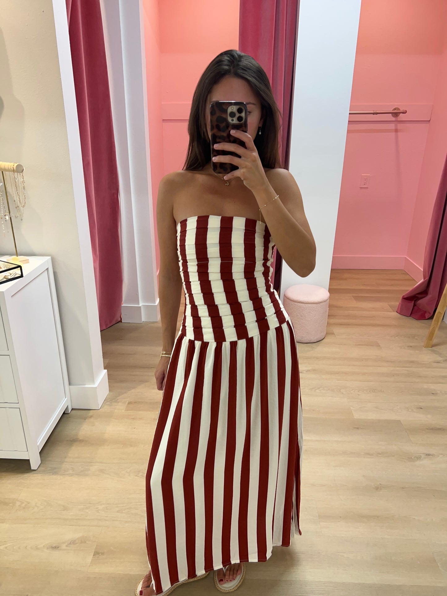 Julia Stripe Strapless Midi Dress
