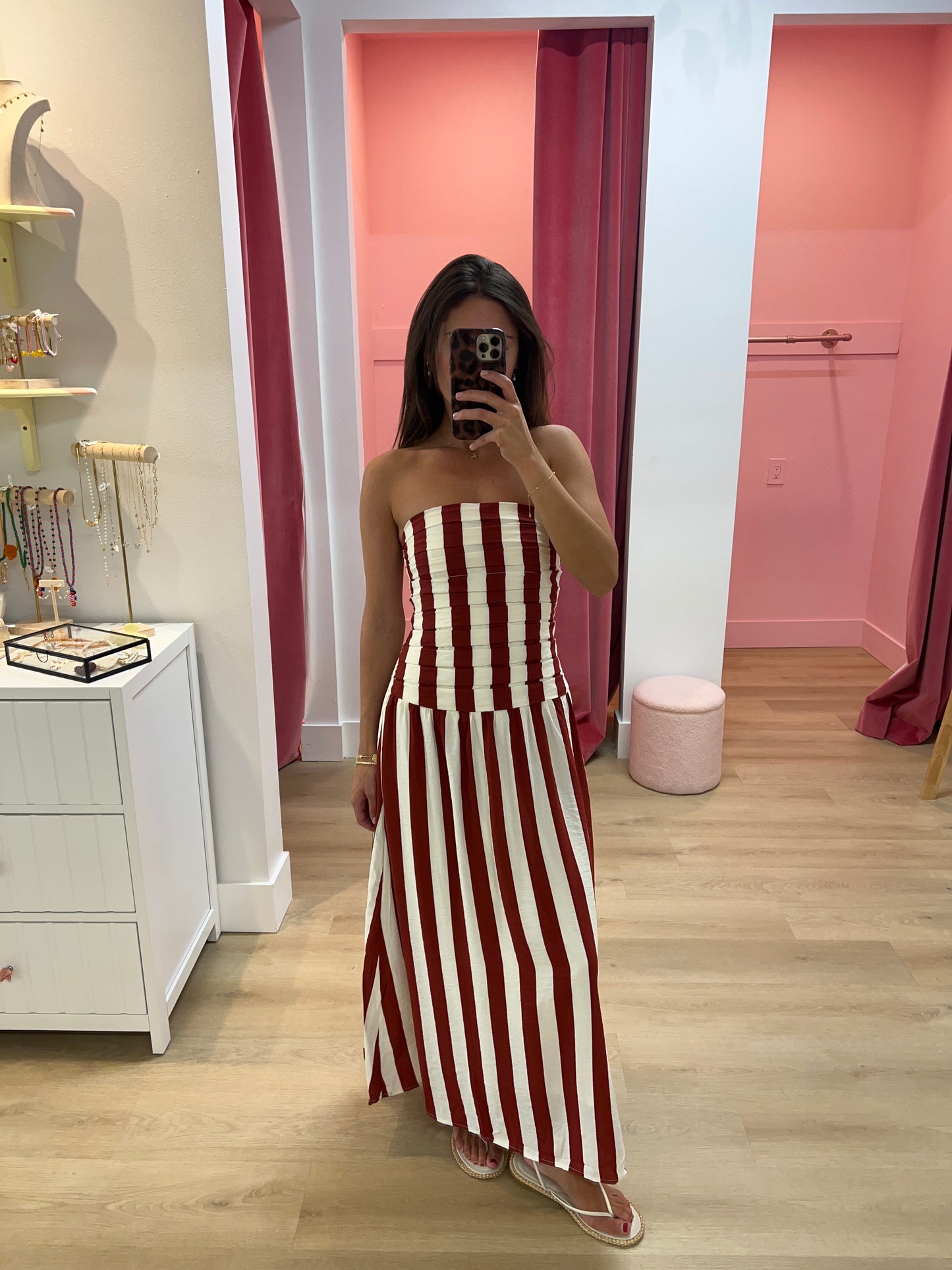 Julia Stripe Strapless Midi Dress