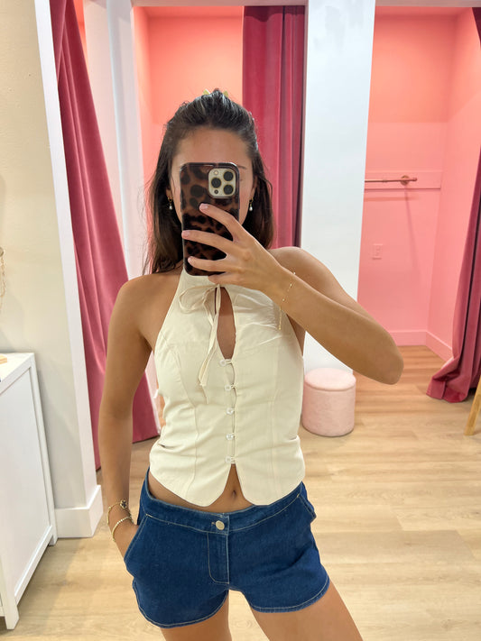 Stella Tie-Neck Halter Top