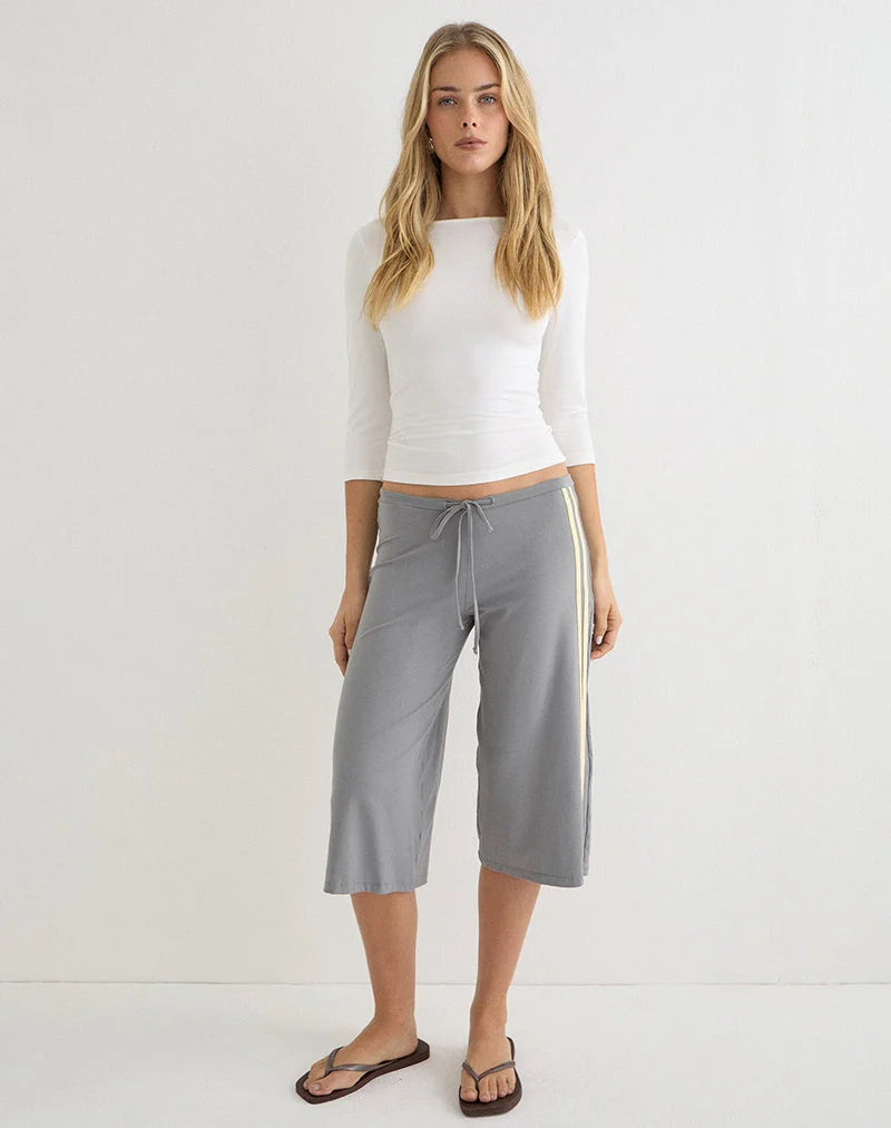 Lulu Capri Trouser - Grey/Yellow Stripes
