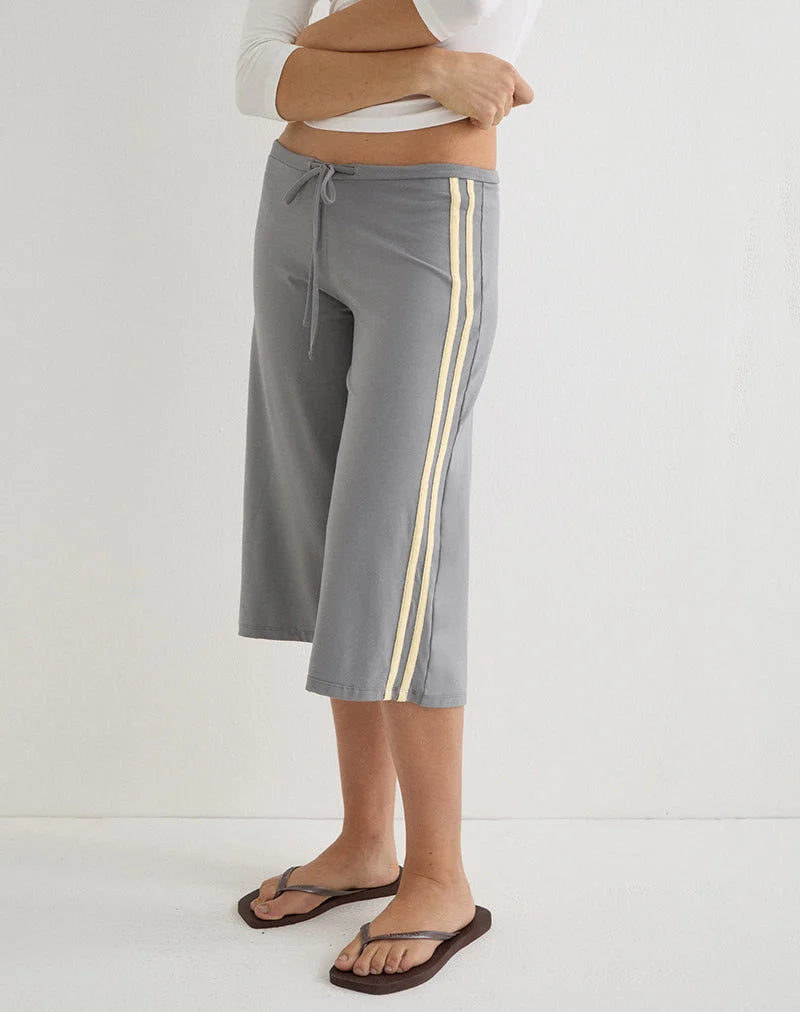 Lulu Capri Trouser - Grey/Yellow Stripes