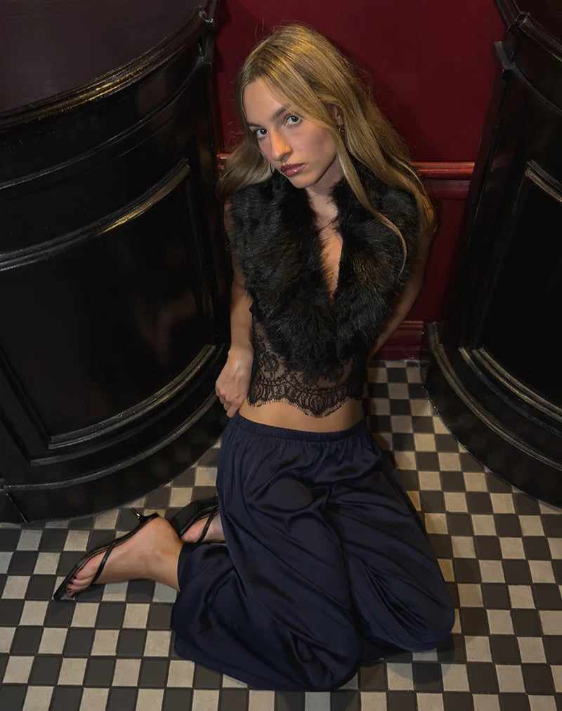Kyra Balloon Trouser - NAVY SATIN