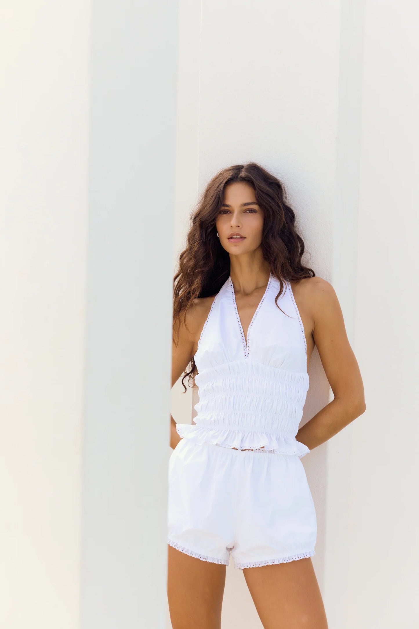 Felicity Halter Top - White Eyelet