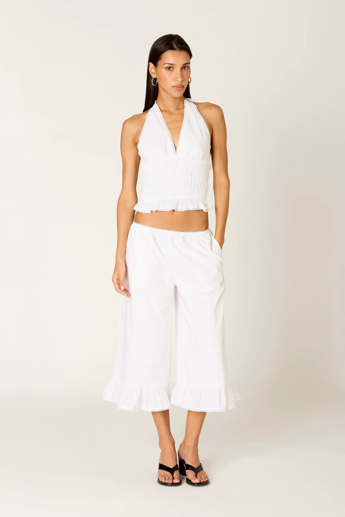 Felicity Halter Top - White Eyelet