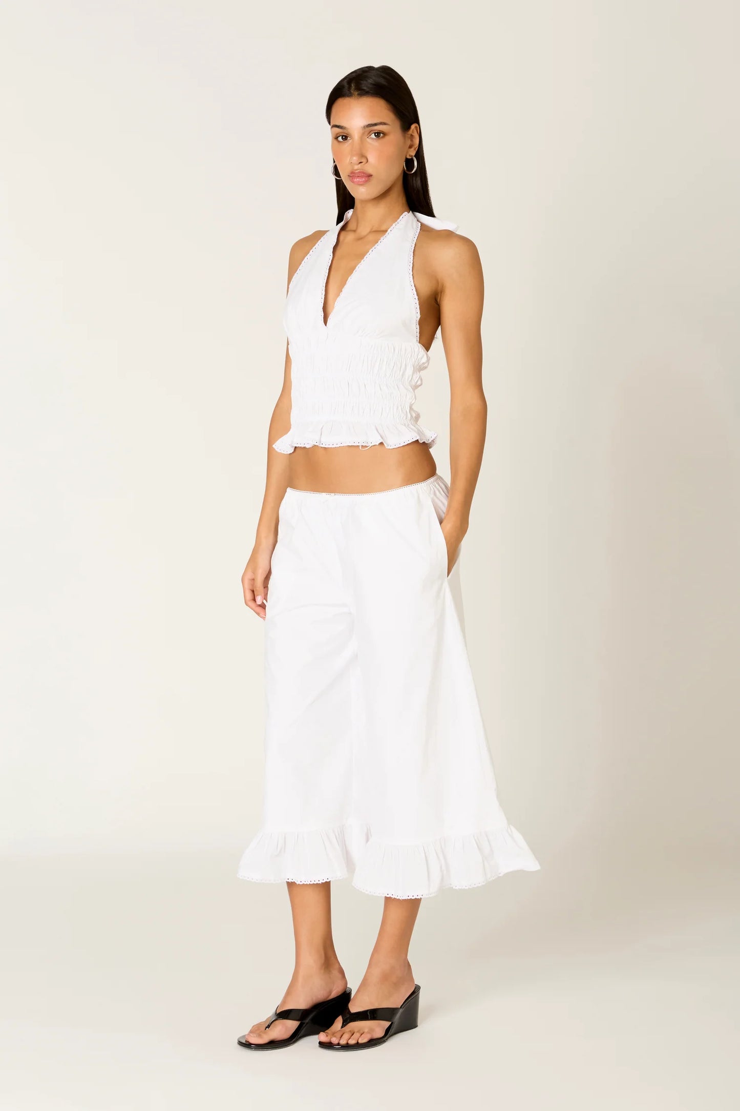 Felicity Halter Top - White Eyelet