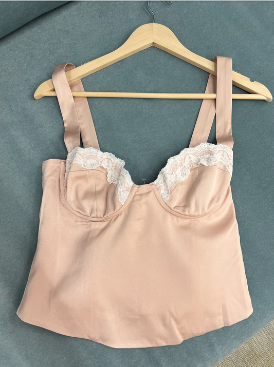 Kelsey Satin Bustier Top with Lace