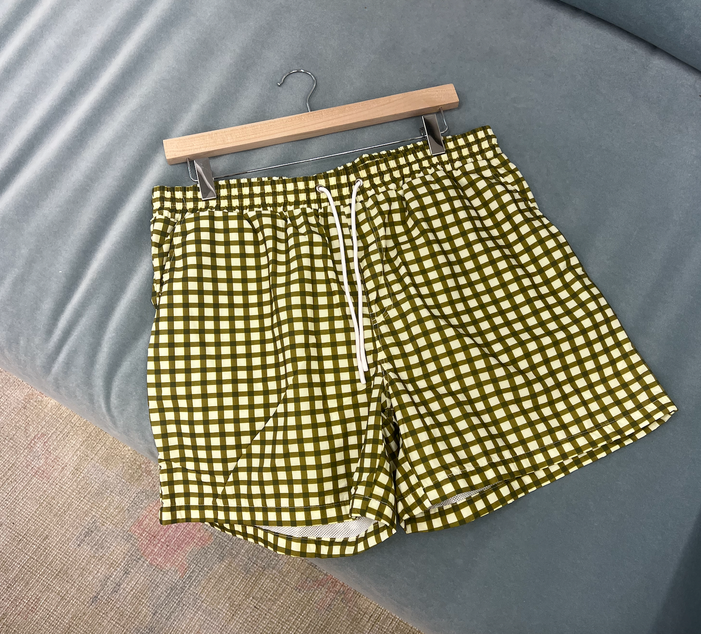 Green Gingham Swim Shorts