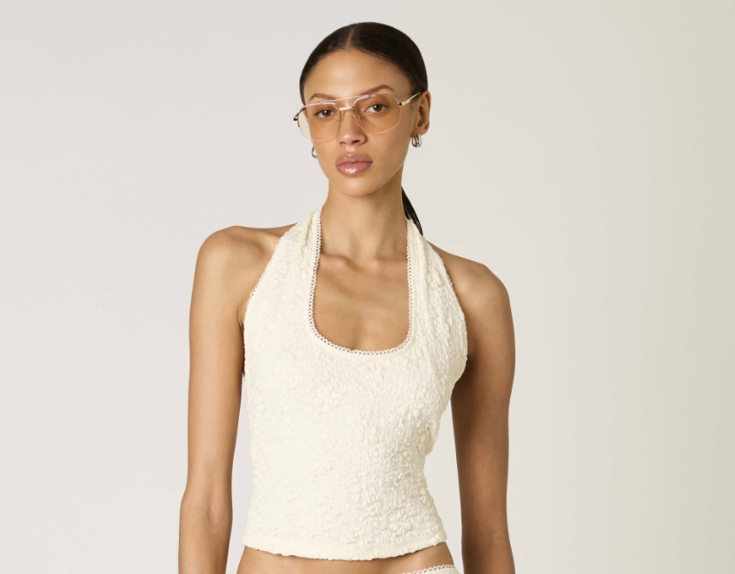 olive top - ivory lace