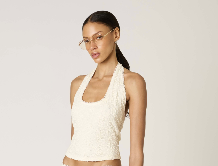 olive top - ivory lace