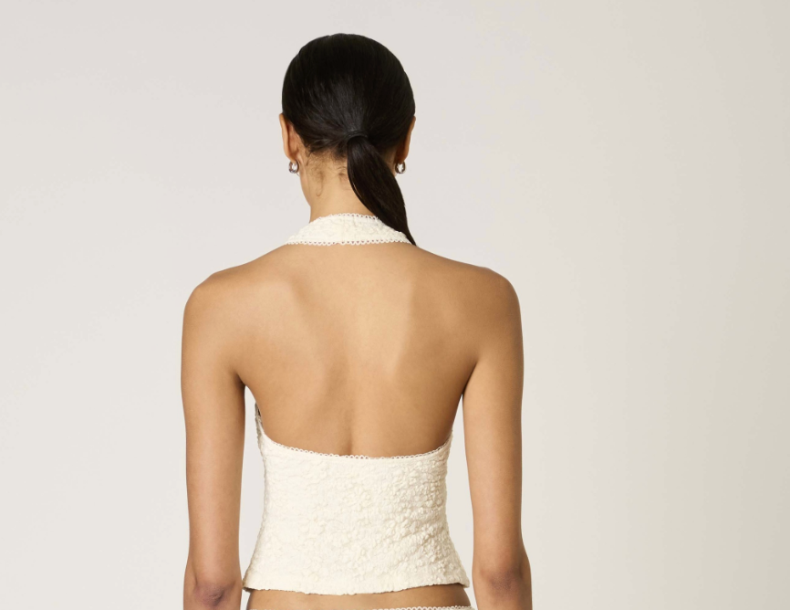olive top - ivory lace