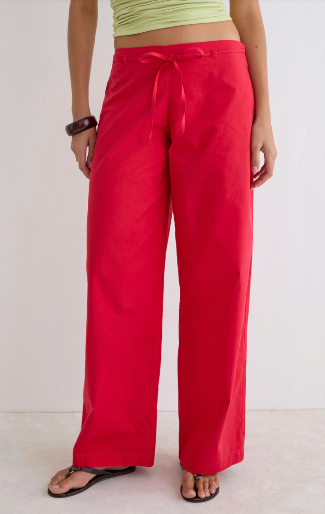 Arielle Poplin Trouser - Cherry