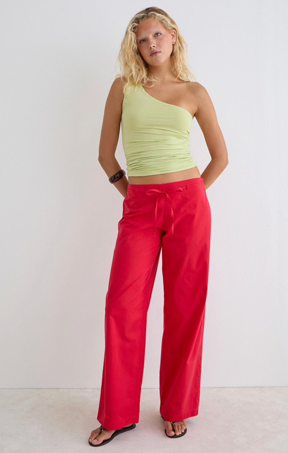 Arielle Poplin Trouser - Cherry