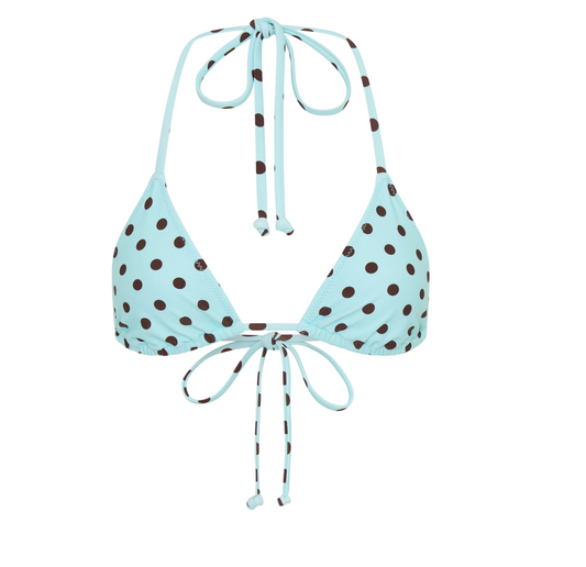 Rio Top - Aqua/Brown Polka