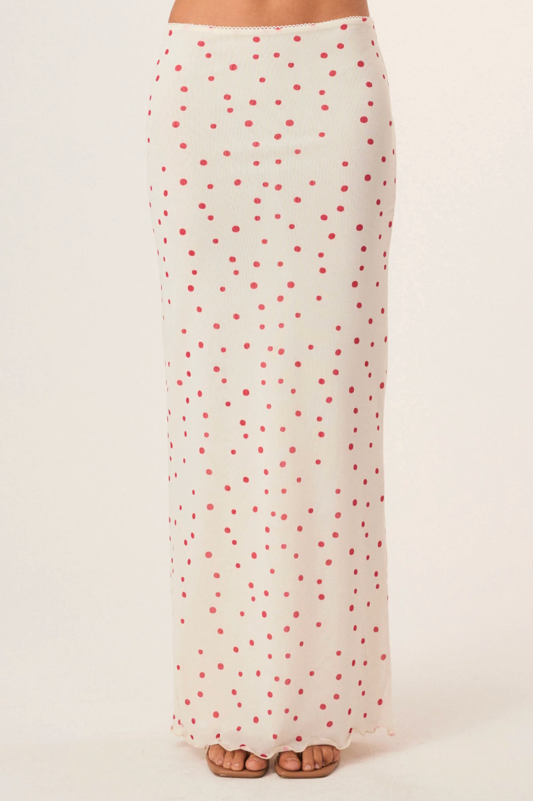 Savannah Maxi Skirt - Cherry Polka Dot